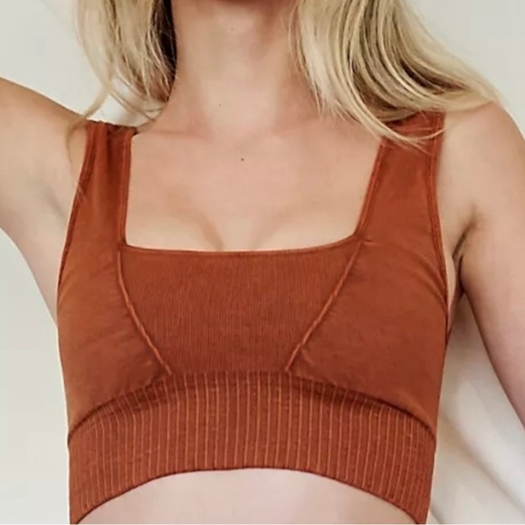 Free People Good Karma Square Neck Crop Top in Toasted Coconut Size XS/S… - Picture 3 of 9